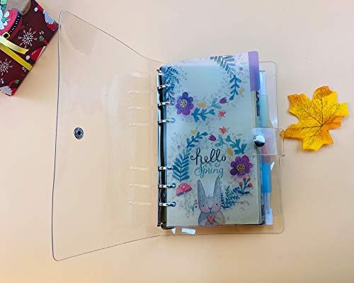 A6 6-Ring Loose Leaf Binder Journal from Sisims, w/ 120 Insert Pages(Dot Grid/Square Grid/Ruled/Blank) + 6 Index Divider Tabs + 1 Clear Page Maker + 2 Ziplock Pouch +2 Card pocket Included, Refillable