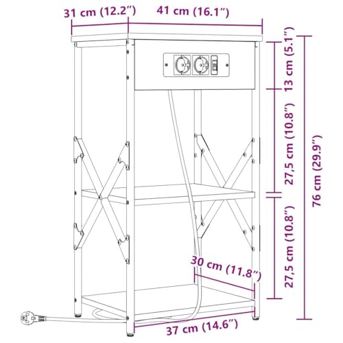 Table de chevet rustique pour chambre à coucher moderne