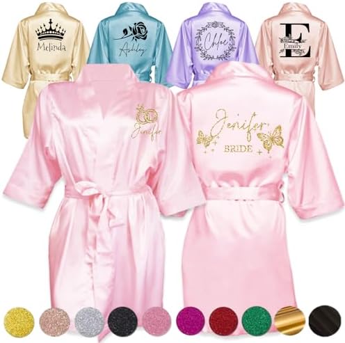 ubjva Personalized Robes for Women Custom Bridesmaid Satin Robe M...