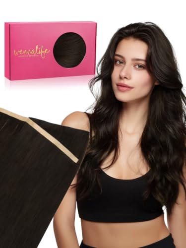 WENNALIFE Genius Weft Tape in Hair Extensions Human Hair 18 Inch 50g Dark Brown Tape Ins Luxury Remy Hair Extensions Invisible Fuller Volume Reusable 31 Wide Weft