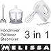 Produktbild Melissa 16200062 Handmixer,Stabmixer, 3 in 1 Gerät, 600 ml Chopper,Weiss, 300 Watt, Multi-Zerkleinerer, stainless_steel