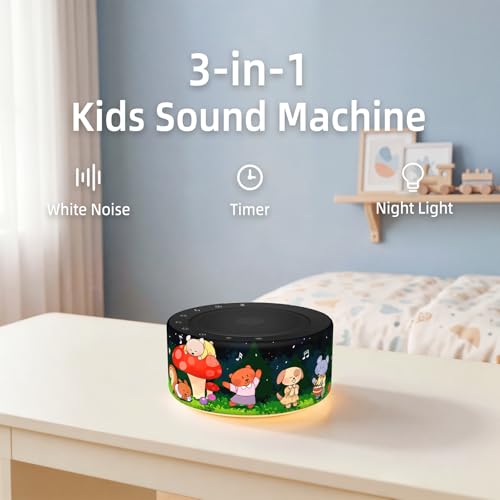 Image of Kipcush White Noise Machine for Baby & Adults, Sleep Sound Machine with 30 Soothing Sounds, 8-Color Night Light, Memory Function, White Noise for Sleeping, Nursery, Office, Travel, Relaxation