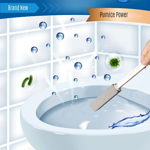 Pumice Stone Brush Toilet Bowl Cleaner With Extra Long Handle, Pumice Stone Toilet Cleaning - Fit For Cleans Limescale, Hard Water Rings, Tiles, Iron And Rust, Household Cleaning,2 Pack #TOP3
