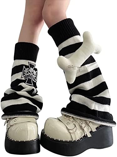 Lebaley Women Kawaii Leg Warmers Gothic Punk Winter Warm Knit Socks Harajuku Loose High Socks
