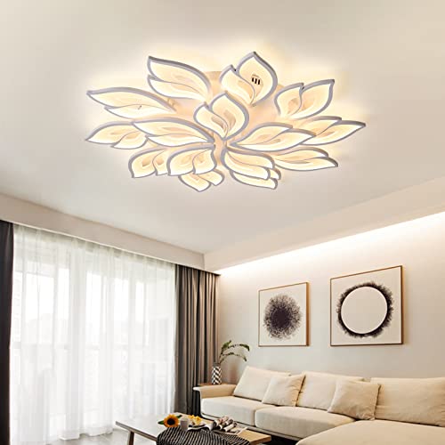 Jaymp Flower Shaped Ceiling Light Dimmable Modern Ceiling Lamp Remote Control Led Lighting Fixture For Bedroom Living Room Dining Room (White, 15 Petals) #TOP1