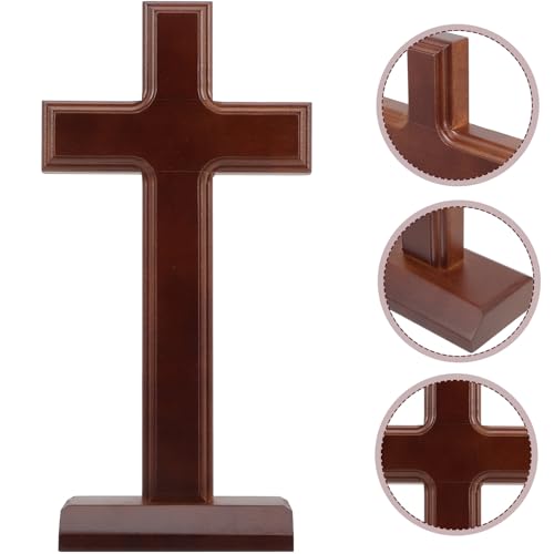 Cruz decorativa de madera maciza Veemoon de 30 cm de estilo rústico para hogar 7