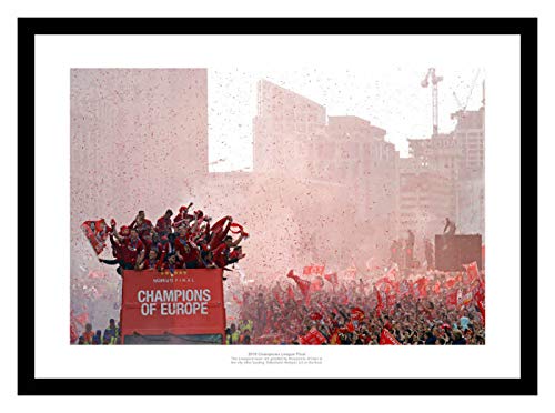 Home Of Legends Colour Framed Liverpool Fc 2019 Champions Of Europe Open Top Bus Photo Memorabilia