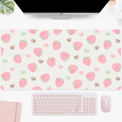Tapis de bureau rose fraise, l'accessoire mignon pour votre routine