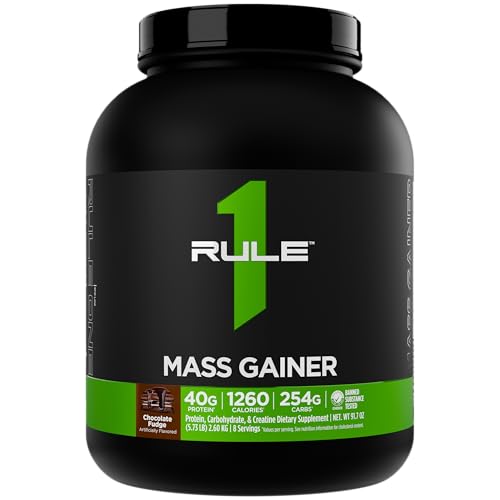 Rule 1 Mass Gainer - High-Calorie Weight Gain Formula with 1,220+ Calories, 250g+ Complex Carb...