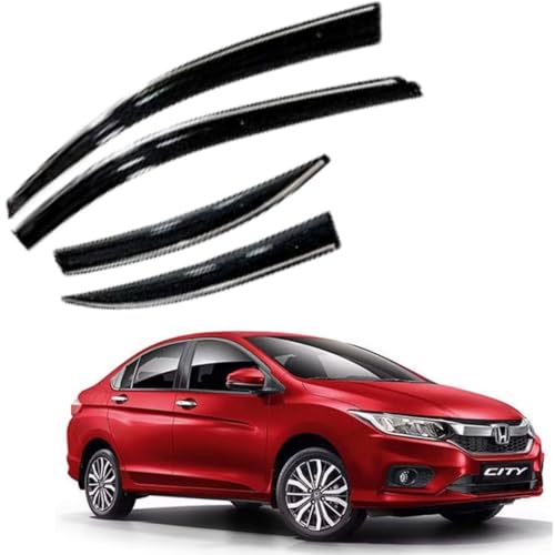 Image of CAR SAAZ Chrome Line Door Visor for City I-vtech (2017-2020) (Set of 4Pcs) | Rain Guard | Wind Deflector