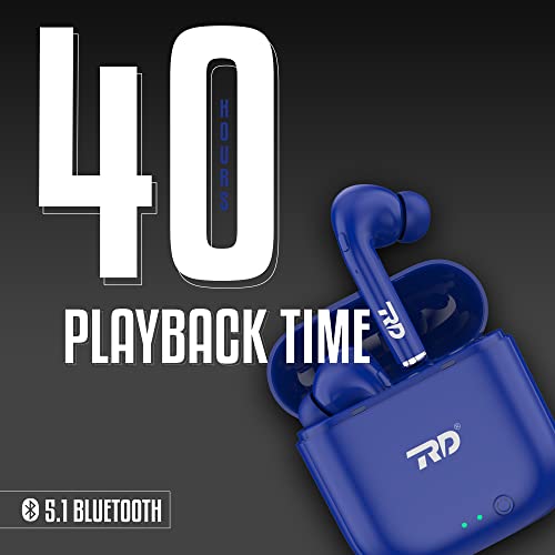 Image of RD TWS-140 Earbuds, 10mm Drivers, 40H Playtime, Upto 80ms Low Latency Gaming Earbuds, ENC Noise Cancellation, Truly Wireless TWS Bluetooth 5.1, IPX4, Voice Assistance | 6 Months Warranty, Royal Blue