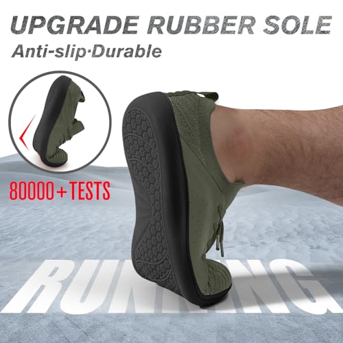 relxfeet Tênis masculino minimalista para treinamento cruzado, bico largo, sola zero drop, Verde mil