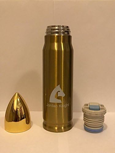 Jordan Knight 5.56 Bullet Flask 16 oz Durable Wide Mouth Double Wall Vacuum Insulated Travel Steel Day Trip Camping Thermos Water Bottle Hot and Cold Sport BPA Free