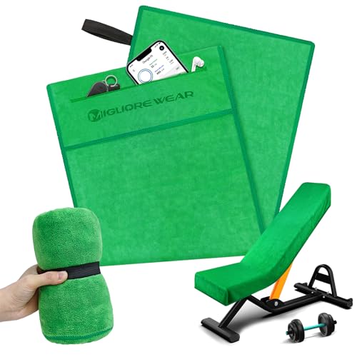 Migliore Wear Sporthandtuch Fitnessstudio,120x50cm Fitness Handtuch mit Reißverschlusstasche, Anti-Rutsch Schnelltrocknend Sport Handtuch für Gym Training