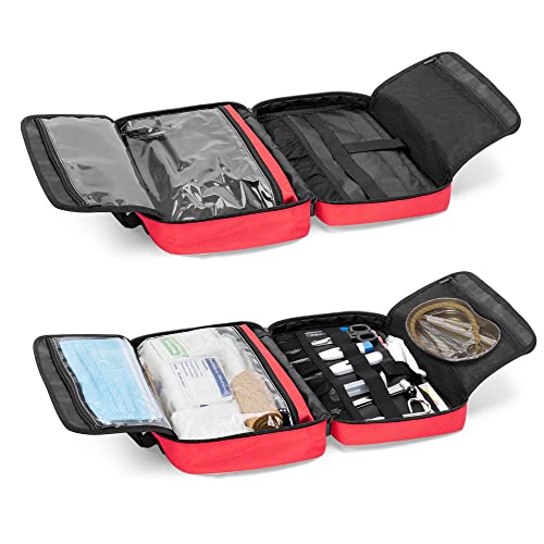 Trunab Portable First Aid Bag Empty, Medical Supplies Bag with 2 Inner Flap, Emergency Trauma Bag for Accessories, Red by Trunab - Image 3