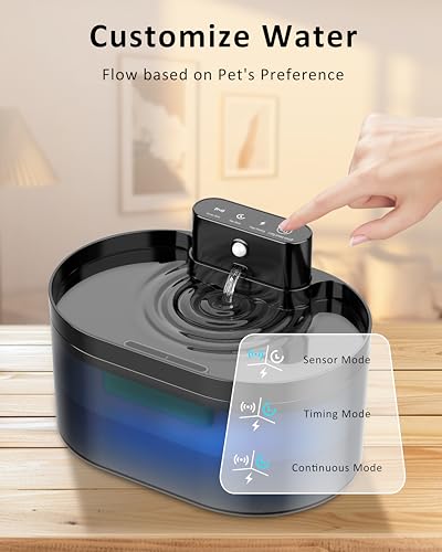Pektaco PEK-DW-291-BLACK Wireless Cat Water Fountain: Pet Water Fountain Battery Operated thumb #2