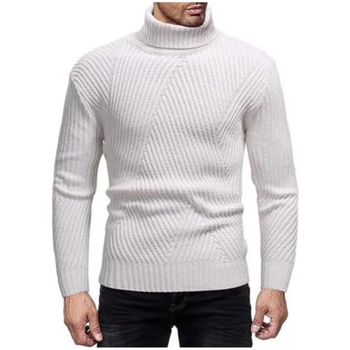 Mens Turtleneck Sweater Slim Fit Cable Knitted Casual Pullover Lightweight Ribbed Fall Winter Long Sleeve Sweaters
