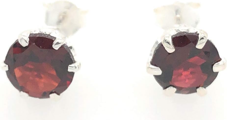 Natural 2ct Pyrope Garnet 925 Solid Sterling Silver Earrings 7mm - Image 7
