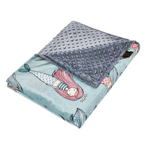 YnM Minky Duvet Cover for Weighted Blankets (Mermaid, 36''x48'')