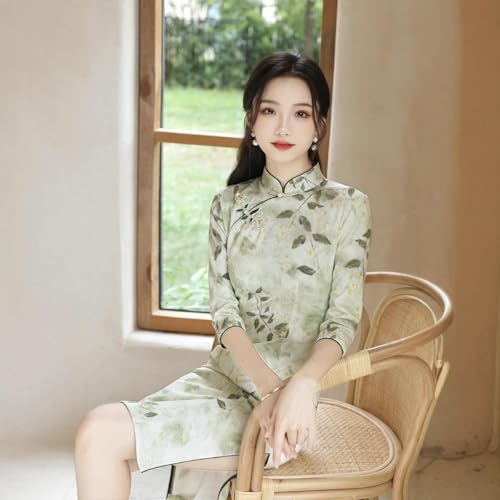 Robe cheongsam boutons osmanthus pour réceptions et soirées - 2