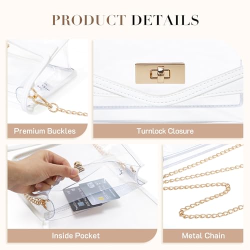 Image of Missnine Clear Bag for Stadium Events Clear Crossbody Purse Stadium Approved Women Transparent Shoulder Bag for Concerts