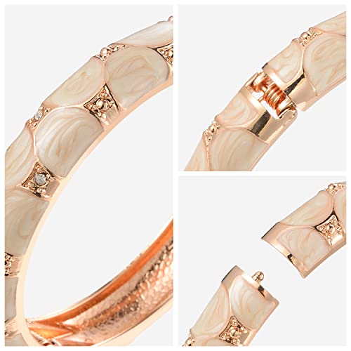 Ujoy Vintage Cloisonne Bracelet Handcraft Multi-Colored Enamel Open Hinged Cuff Bangle Jewelry Gifts 88C02 White #TOP4