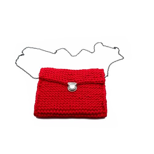 Sac enveloppe au crochet Quipo rouge, le sac à bandoulière carré pour remplacer vos sacs ternes
