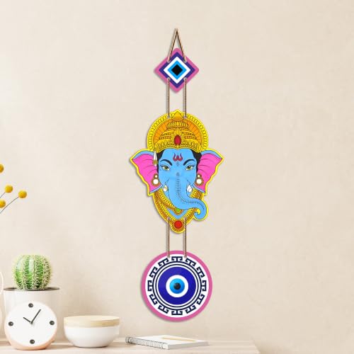 Image of Artvibes Lord Ganesha Evil Eye Wall Hanging for Main Door Entrance Decor | Nazar Dosh Protection Hanging for Home Temple Living Room | Office | Vastu Blessing Positive Energy Decorative Art (WH 8562N)