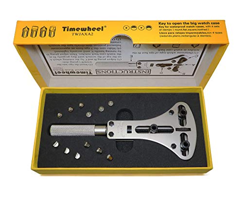 Timewheel Twjaxa2 Waterproof Watch Screw Case Back Opener Wrench For Large Watch With 4 Sets Of Champs (Round, Flat, Square & Toothod) #TOP4