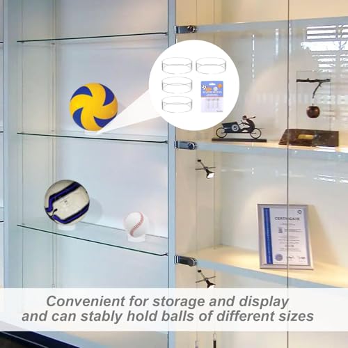 4 Stück Acryl Ballhalter, Ball Ständer,Football Halterung,Football Ständer,Ballhalterung, Ballständer,Football Halter Für Die Darstellung Von Basketball,Volleyball Und Fußball Mit 3 Aufblasbare Nadel