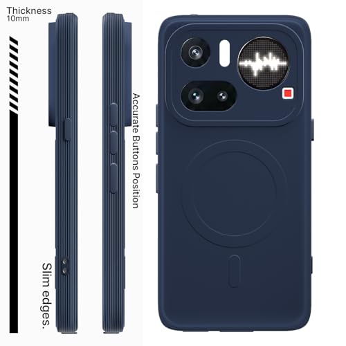 Image of Outlouders Back Cover for Nothing Phone 4a Pro 5G Soft Matte Silicone Cover with Slim Fit | Mag-Safe Logo (Not Mag-Safe Compatible) | Shockproof | Camera Protection Bumper Case (Blue)