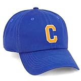 I&W Hatgear Customized Letter Intial Baseball Hat A to Z Team Colors, Blue Cap White Gold Letter C