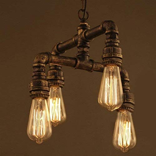 Suspension punk industrielle vintage LAPEUR lustre plafonnier 4 lampes fer