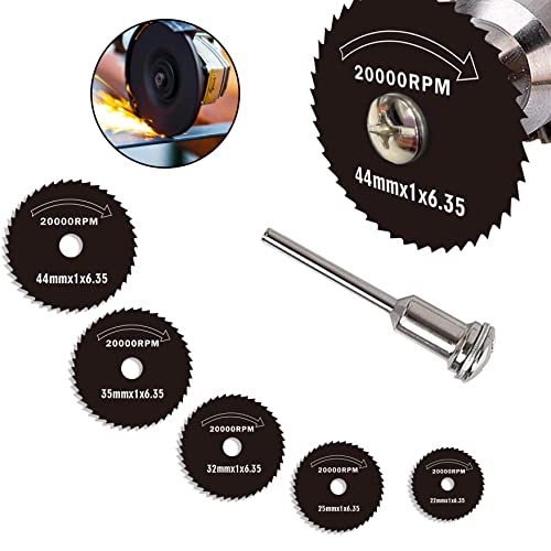 Okdiamond Mini Circular Saw Blade Hss High-Speed Steel Cut Off Wheel For Dremel Fordom Cutting Rotary Tools Wheel Set For Wood, Plastic, Soft Metal, 6Pcs Set With 1/8" Spindle #TOP2