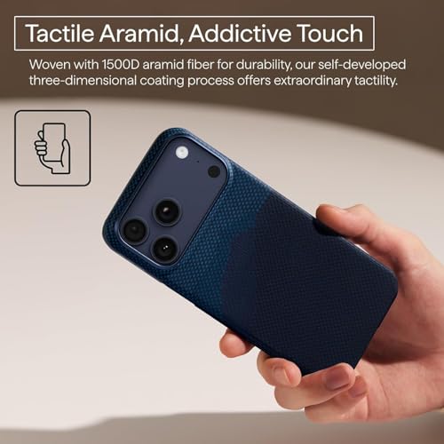 Image of Pitaka Thin Light iPhone 17 Pro 6.3 inch Case Cover with Camera Control Button, MagSafe Compatible, Ultra-Slim Case with Caseless Touch Feeling, 600D Aramid Fiber Woven (Over The Horizon)
