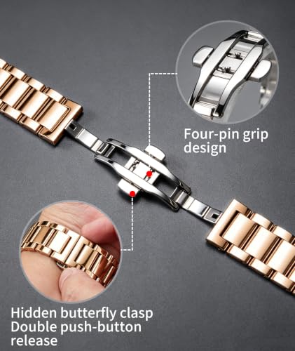 Image of BINLUN Thick Stainless Steel Watch Band Metal Heavy Polished Matte Brushed Finish Watch Strap Replacement for Men Women 16mm /18mm /20mm /21mm /22mm /23mm /24mm /26mm