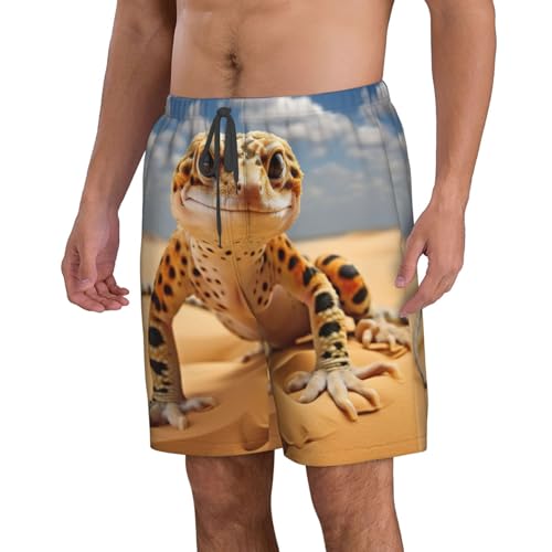 Sand Leopard Gecko Print Beach Shorts Swim Trunks Swimwear for Men Bathing Suit Men's Shorts with 3 Pockets2