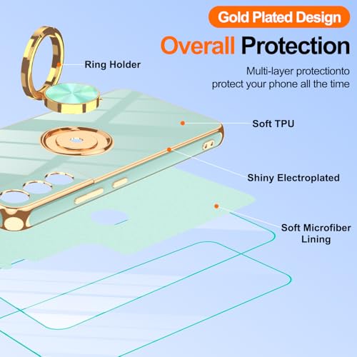 Coque S22 Plus avec Protège-Écran | Protection Antichoc Or et Vert Clair - 3