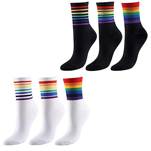 Lotvic Arc En Ciel Chaussettes Femme, 6 Paire Coton Sport Chaussettes, Chaussettes Habillées, Chaussettes Originales Rigolotes Multicolore Cover