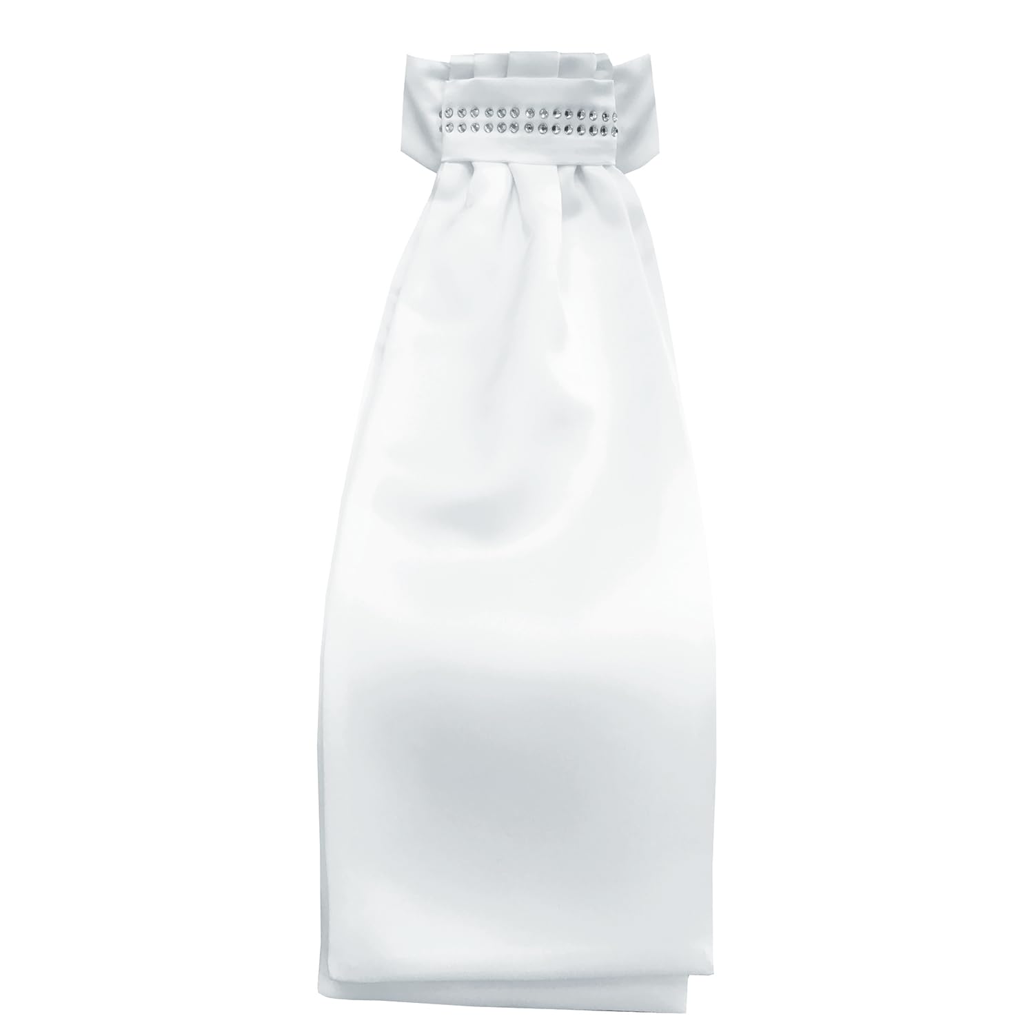 Equetech White Diamante Double Band Ready-Tied Stock – Diamond Band Equestrian Dressage Tie (Stock Pin Not Included)