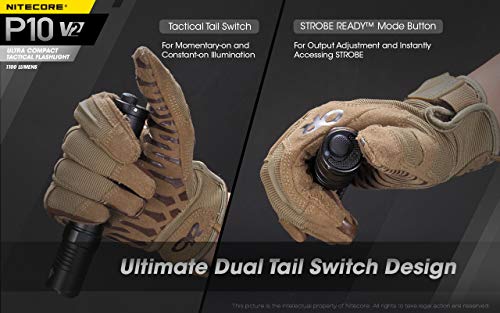 Edisonbright Nitecore P10 V2 1100 Lumen Led Tactical Flashlight With Hard Holster Battery Carrying Case #TOP5