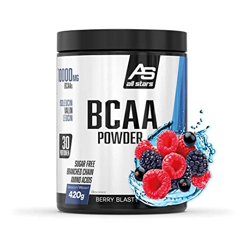 ALL STARS BCAA Powder 420g Berry Blast - BCAA Pulver vegan und zuckerfrei, Enthält 5000mg Leucin, 2500mg Valin und 2500mg Isoleucin, Aminosäuren Komplex hochdosiert