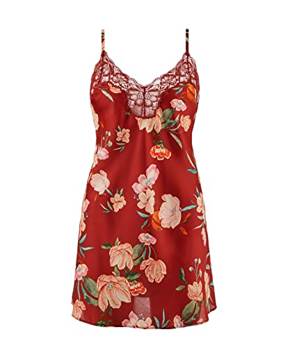 Aubade Women's Sweet Folk Silk And Lace Nightwear Chemise, Orange (Sienna), Small #TOP28