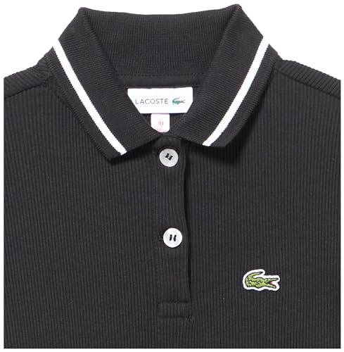 Lacoste Girls' Short Sleeve Color Blocked Neck Ribbed Polo Dress2