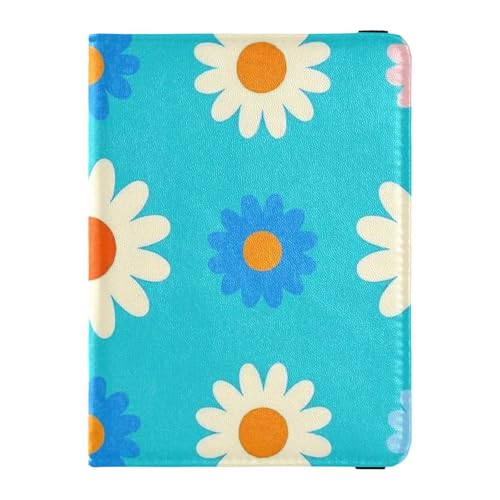 Lovely Daisy Floral Peach Bianco Blu Pelle decorativa passaporto book holder Viaggio Documenti Organizer Protector Passport Caso di Portafoglio Ultra Sottile Bella margherita