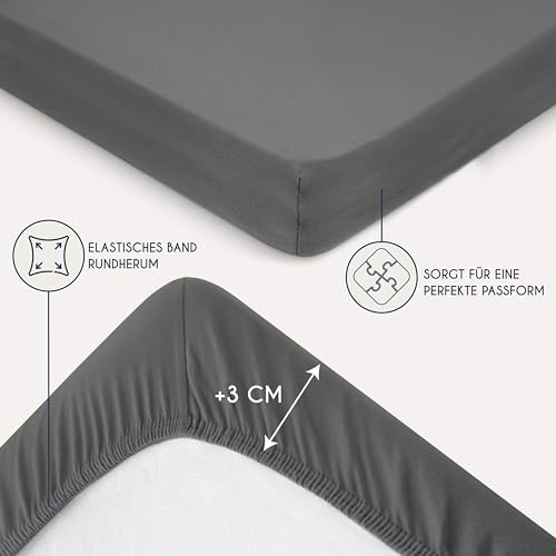 Dreamzie - Spannbettlaken - 160x200cm - 100% Baumwolle Jersey – Ansicht 4