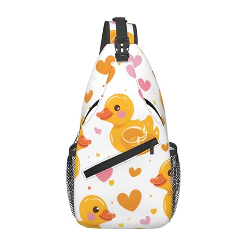 Mochila tipo sling Duck Heart Peach para hombre y mujer miniatura 1