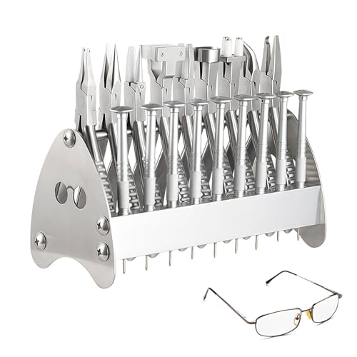 Kit de herramientas para gafas con alicates y destornilladores de acero inoxidable (18 piezas)