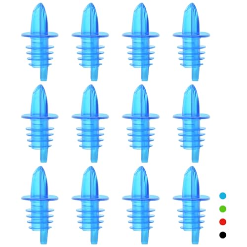 eispap Plastic Liquor Bottle Pourers blue- 12 Pack Classic Bottle Pourers for Alcohol, Leak-Proof, Dishwasher-Safe Pour Spouts for Liquor Bottles (blue)