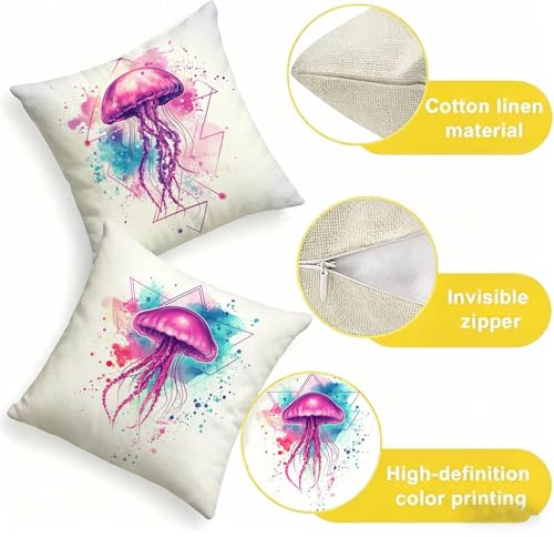 Coussin extérieur imperméable rose en velours de luxe avec motifs méduse - 6
